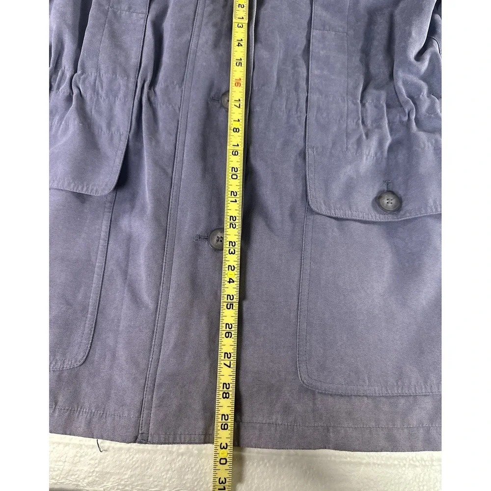 VTG Gallery Petite‎ Faux Suede Hooded Jacket PS Purple Zip Button Parka 90s